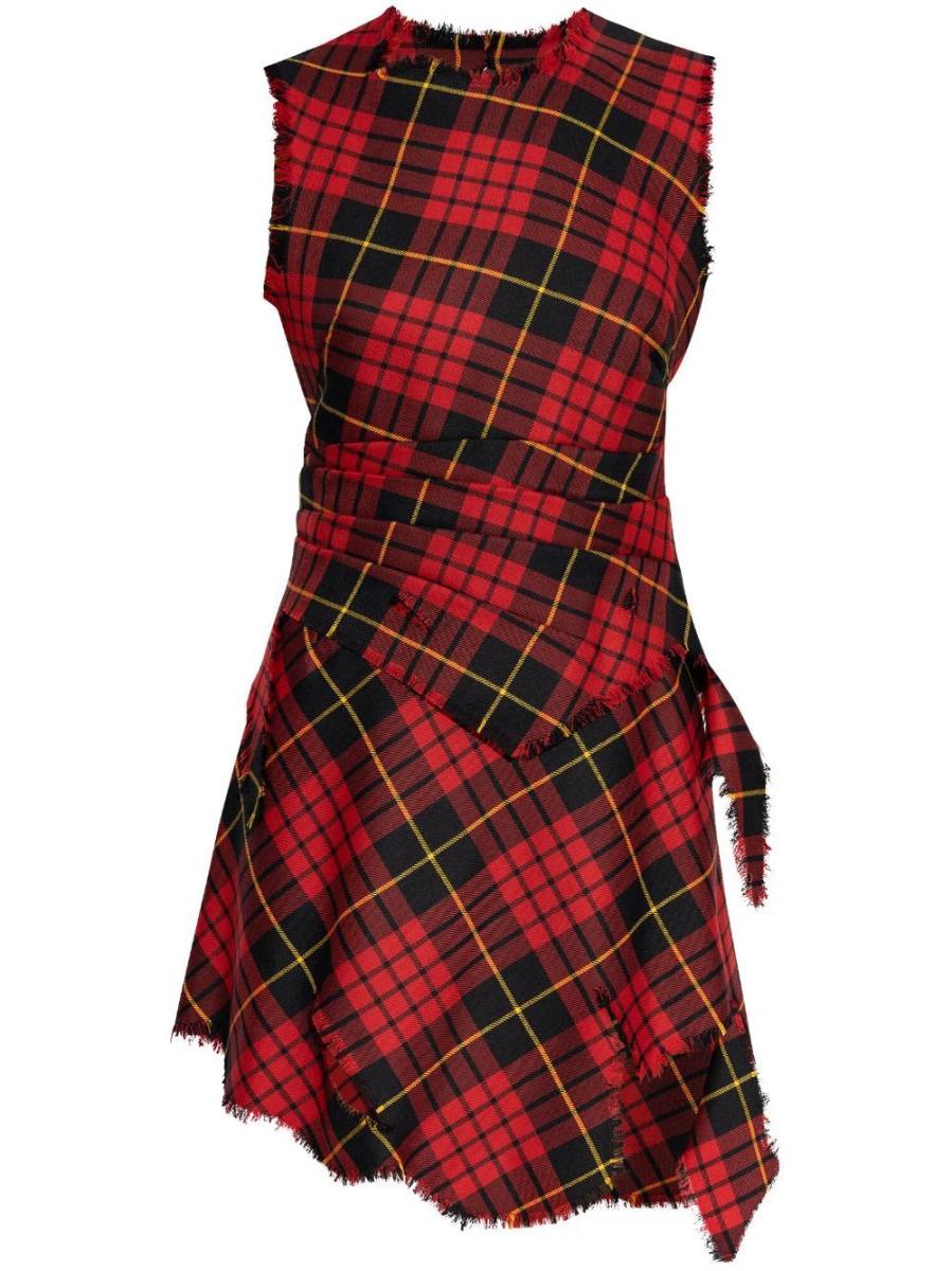 distressed MacQueen-tartan mini dress