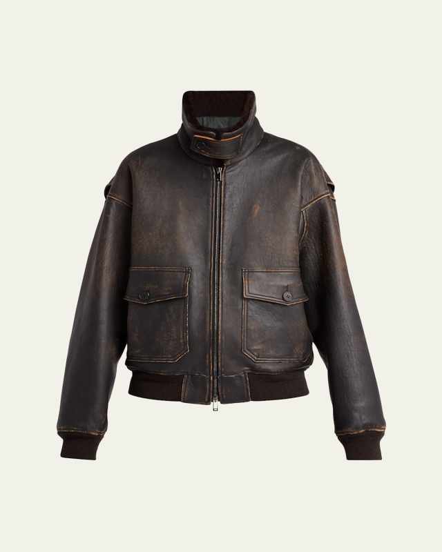 Adonis Lambskin Leather and Shearling Aviator Jacket
