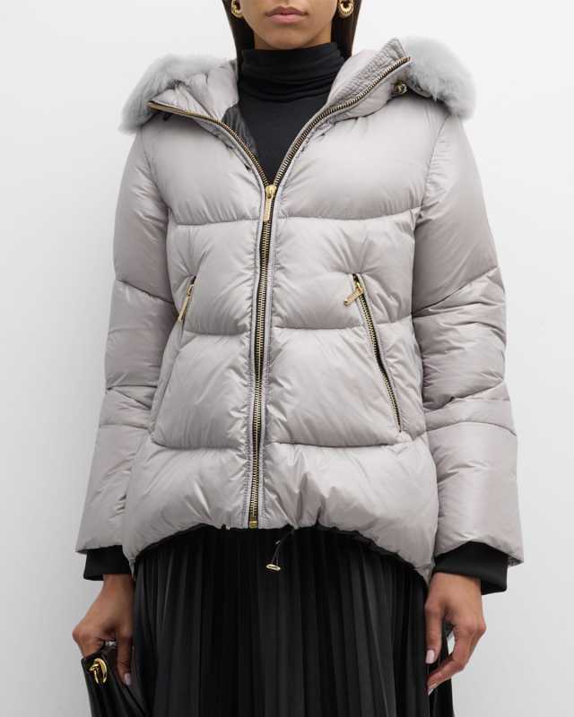Apres-Ski Puffer Jacket With Detachable Toscana Lamb Shearling Hood Tri