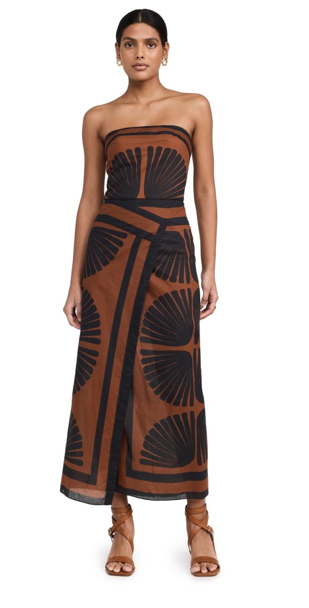 Johanna Ortiz Black Ancient Peru Ankle Dress Mother Boa Pareo Terracota-Blk