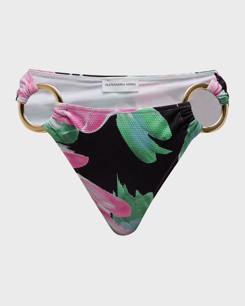 Winter Floral Tanga Ring Bikini Bottoms
