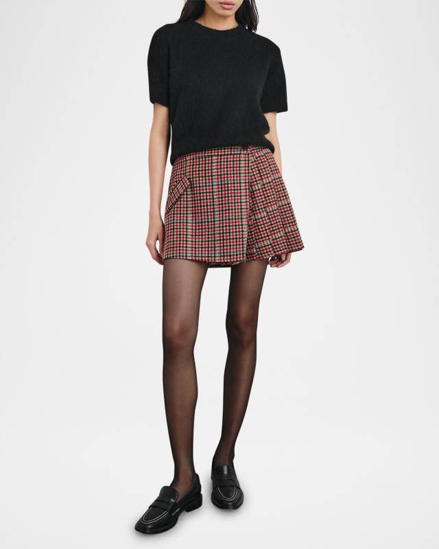 Adriana Pleated Check Mini Skirt