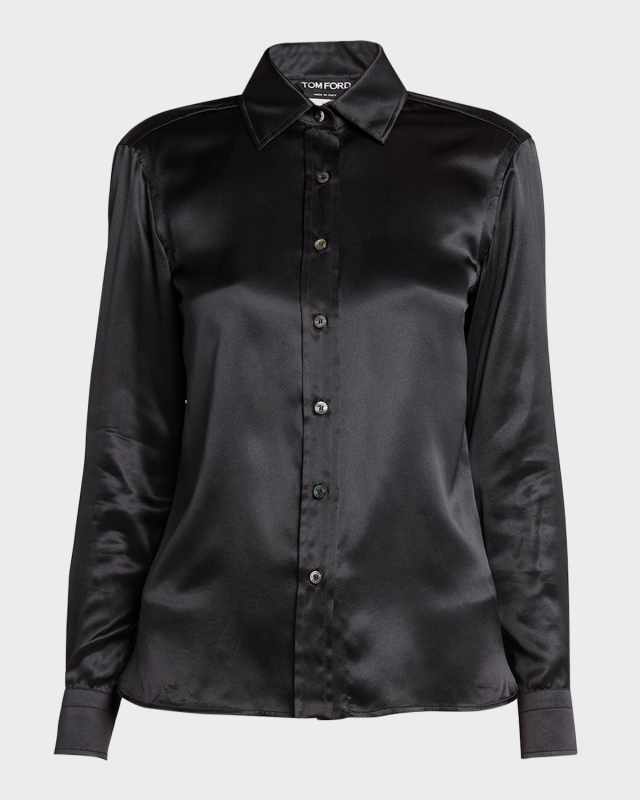 Button Up Silk Satin Shirt
