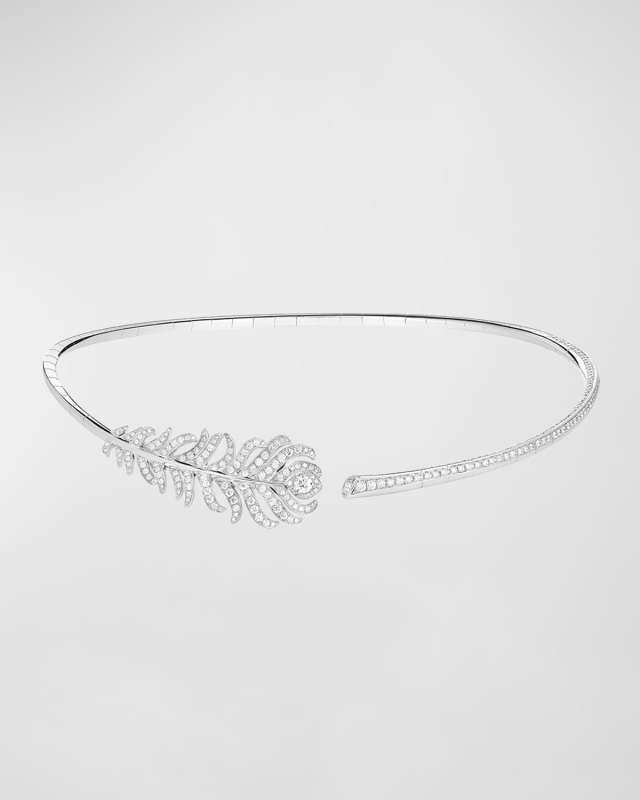 Plume de Paon 18K White Gold Diamond Choker Necklace
