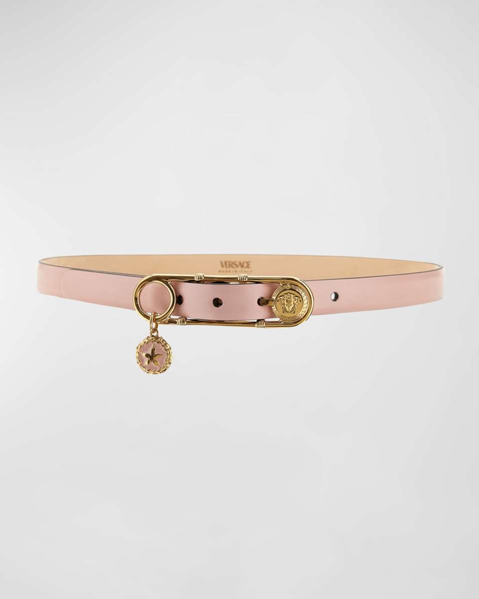 Enameled Charm Leather Belt