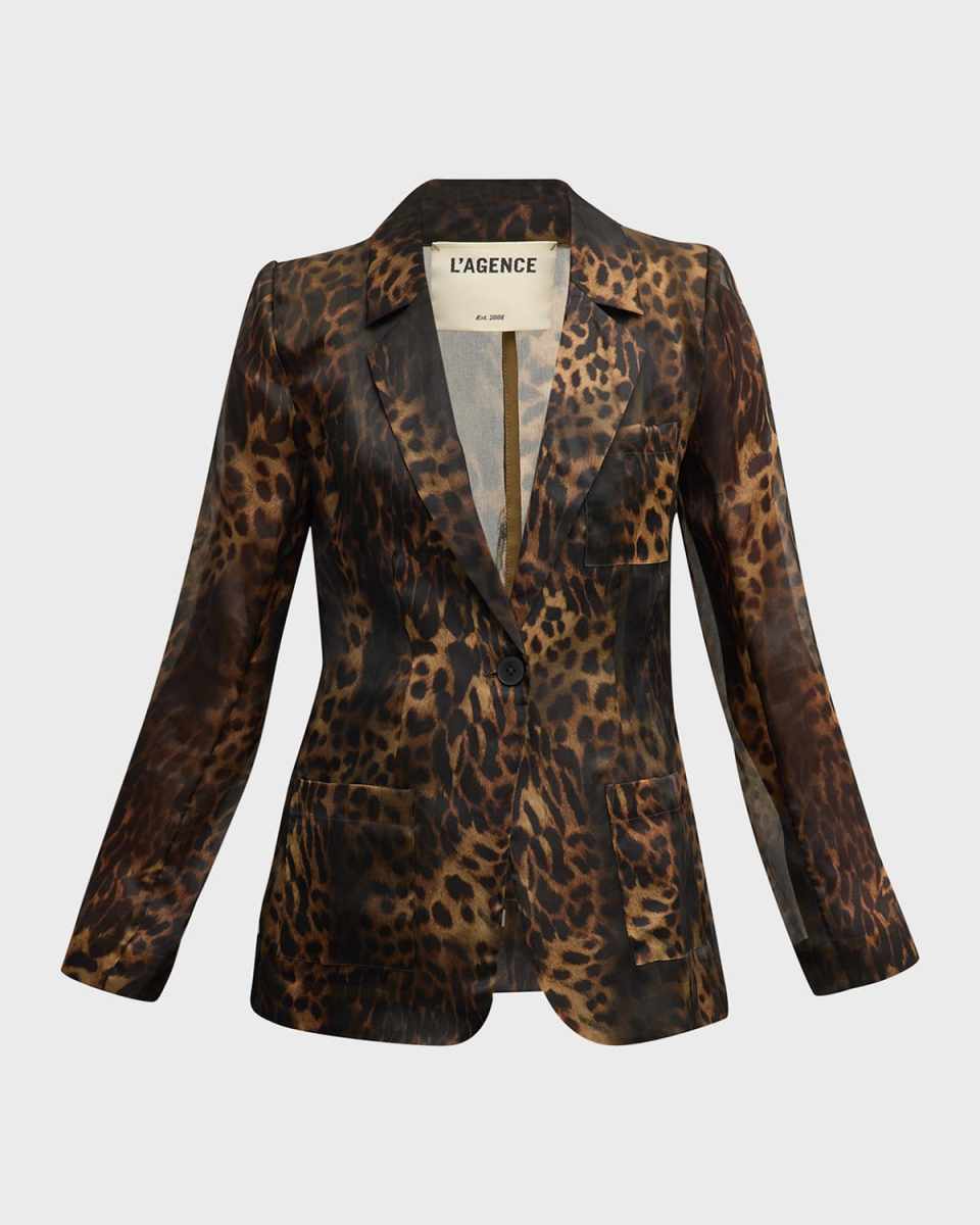 Tamara Sheer Leopard-Print Blazer