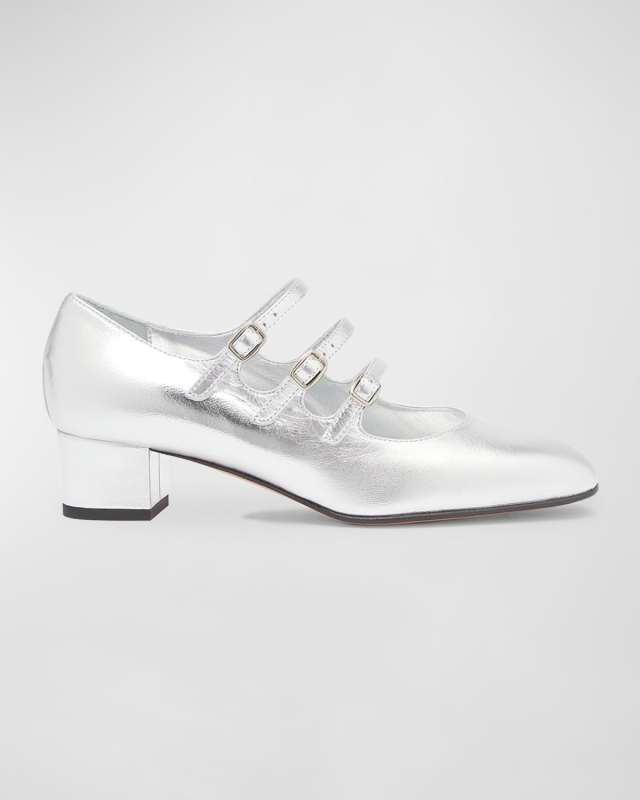 Kina Metallic Mary Jane Ballerina Pumps