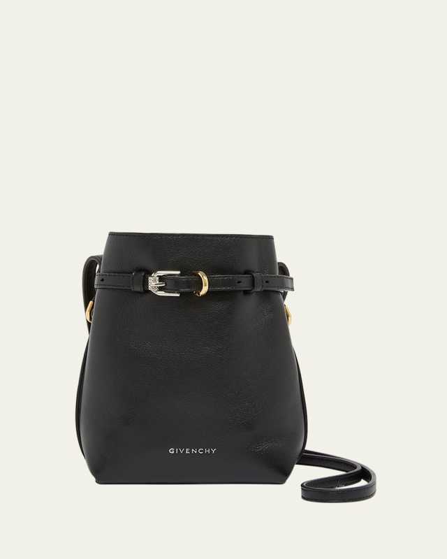 Voyou Phone Pouch Bucket Bag in Shiny Tumbled Leather