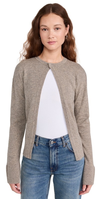 FAITHFULL THE BRAND Frederikke Cashmere Cardigan Taupe Marle
