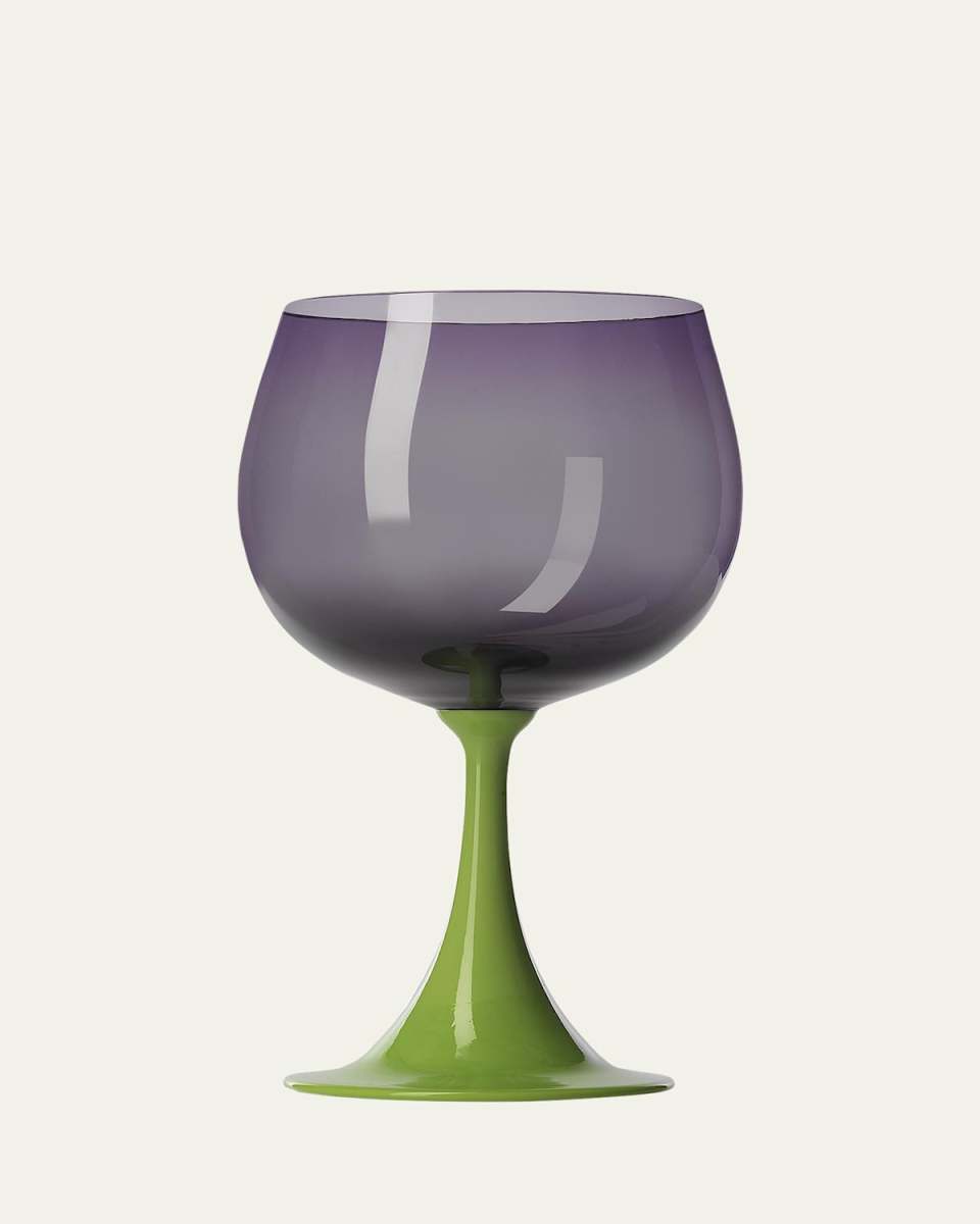 Burlesque Pea Green/Periwinkle Wine Glass, 29 oz.