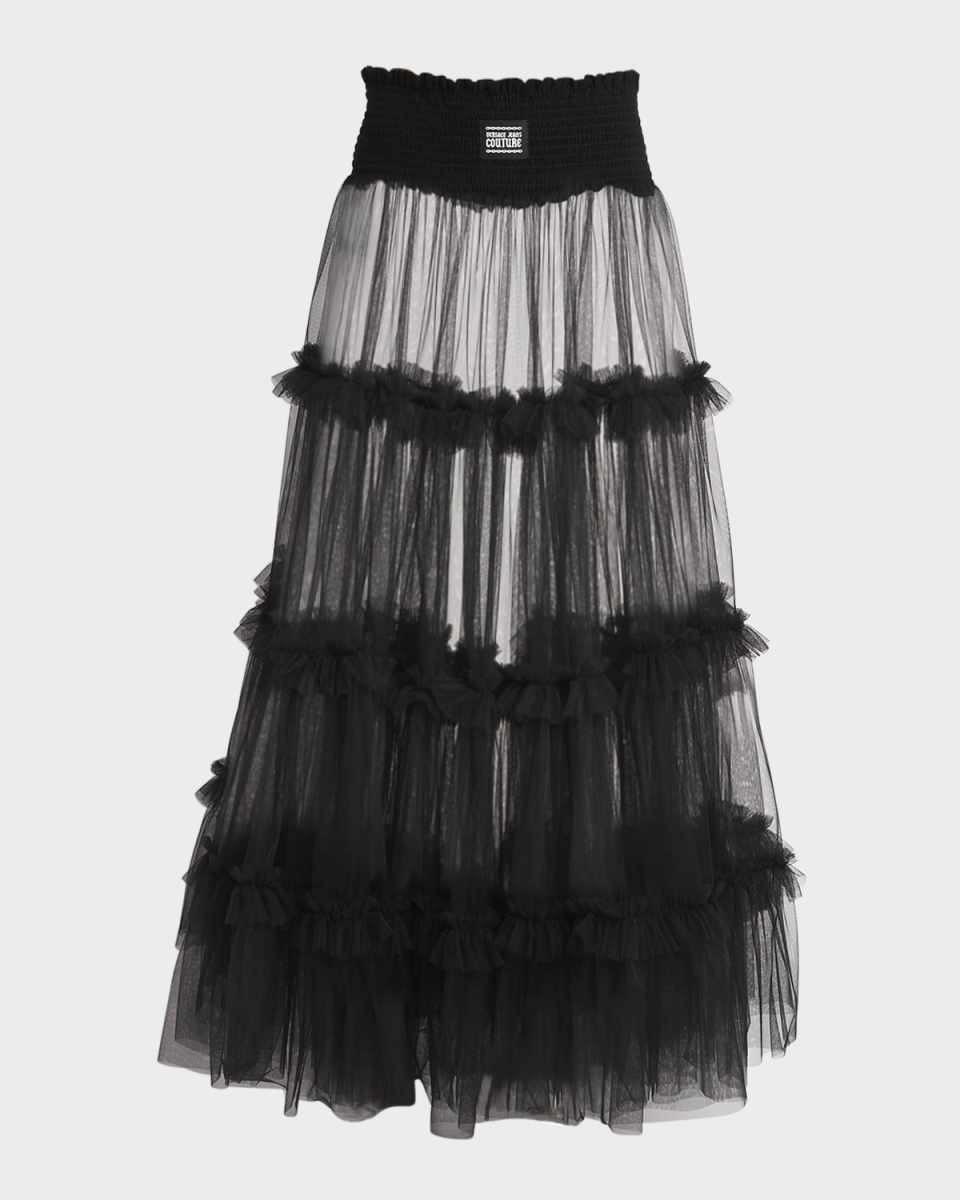 Tiered Tulle Midi Skirt