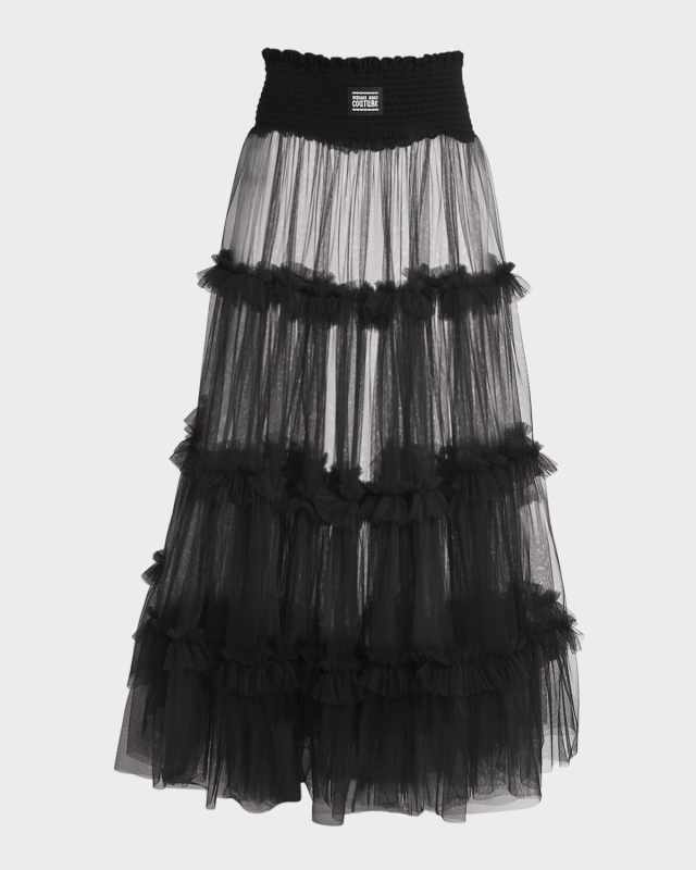 Tiered Tulle Midi Skirt