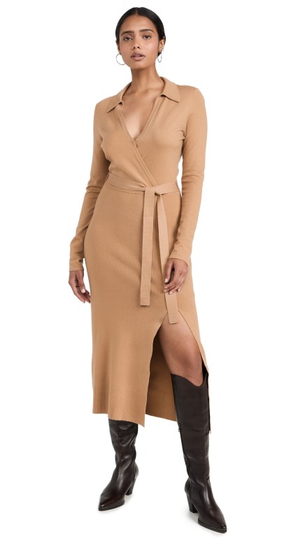 PAIGE Carmen Sweater Dress Dark Camel
