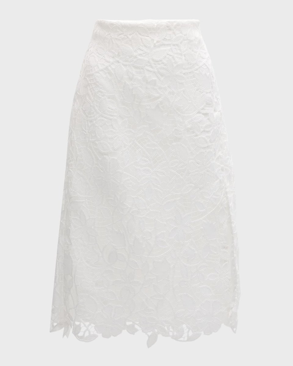 Carreen Straight Floral Lace Midi Skirt