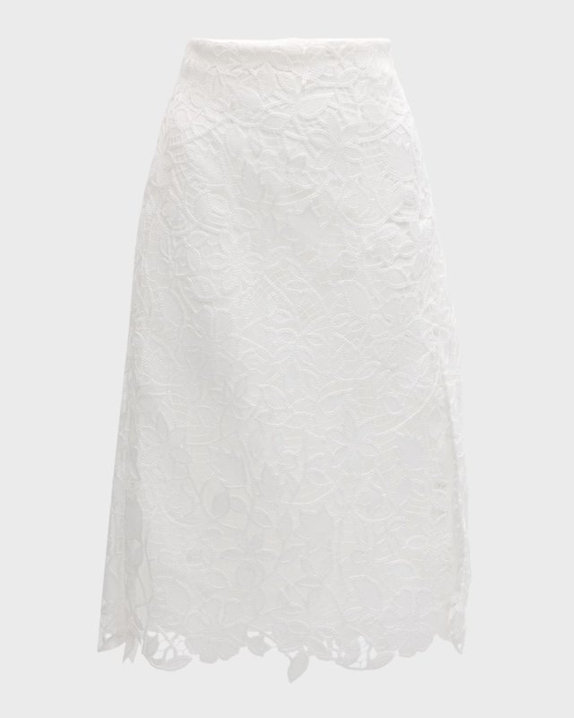 Carreen Straight Floral Lace Midi Skirt