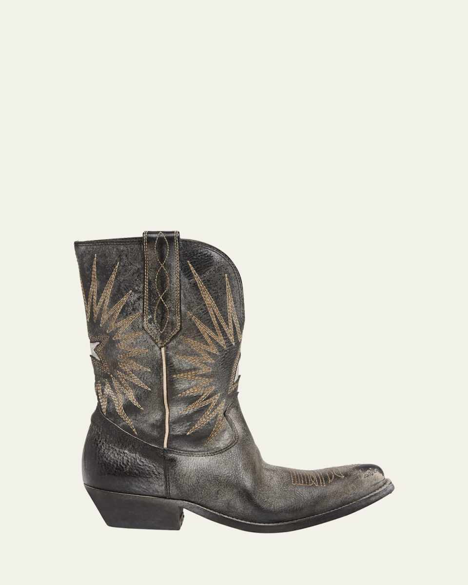 Wish Star Embroidered Leather Cowboy Boots