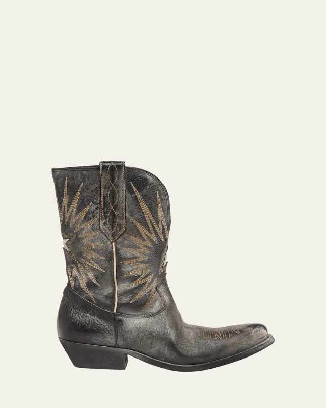 Wish Star Embroidered Leather Cowboy Boots