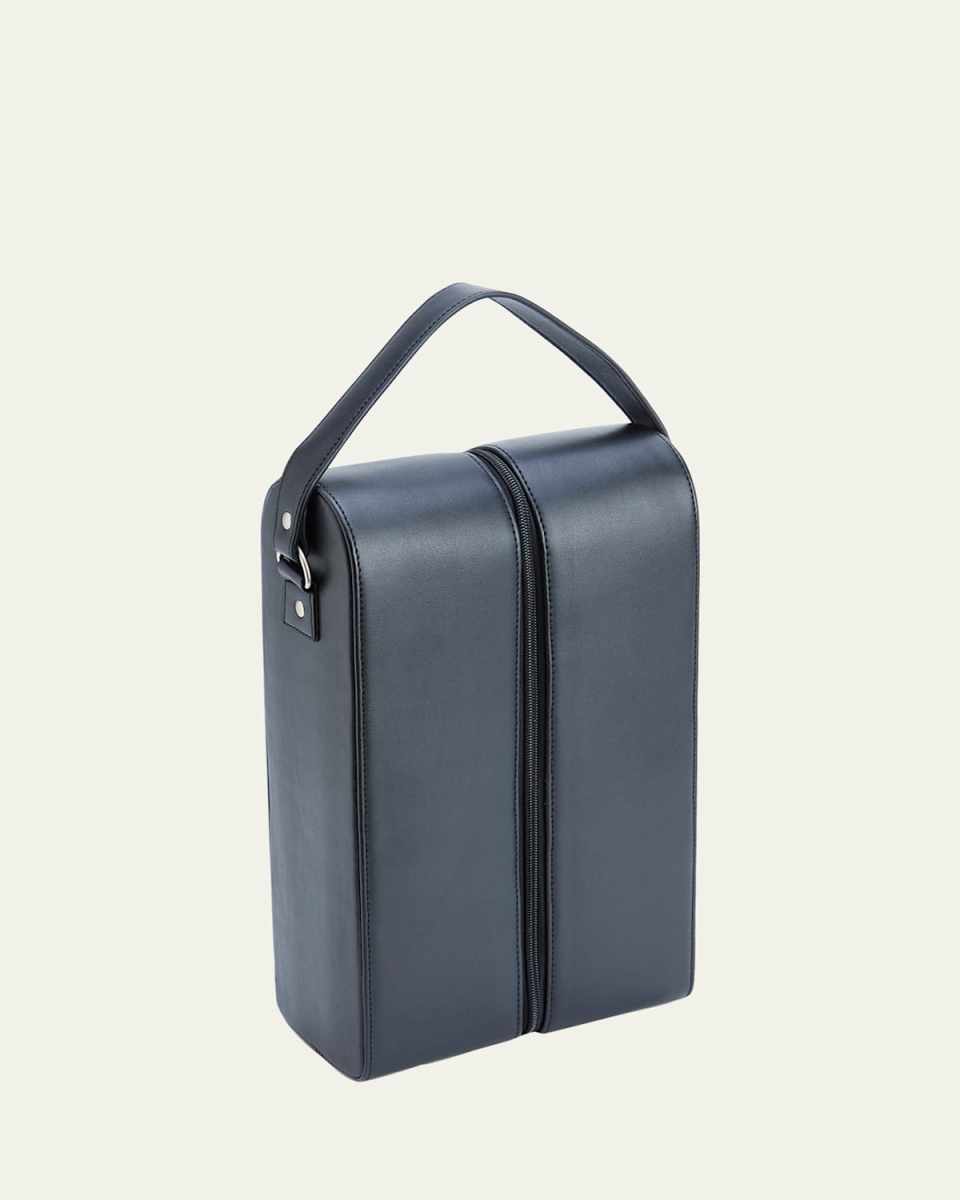 Monogrammed Leather Double Wine Bottle Carrying Case