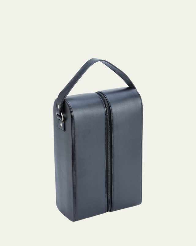 Monogrammed Leather Double Wine Bottle Carrying Case