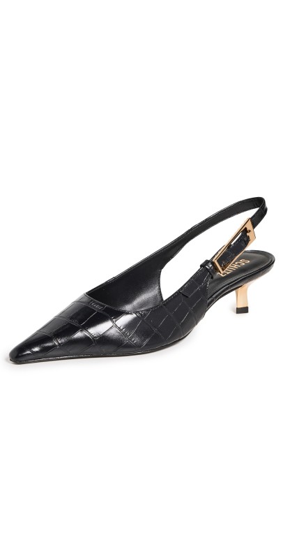 Schutz Lana Croco Slingback Pumps Black