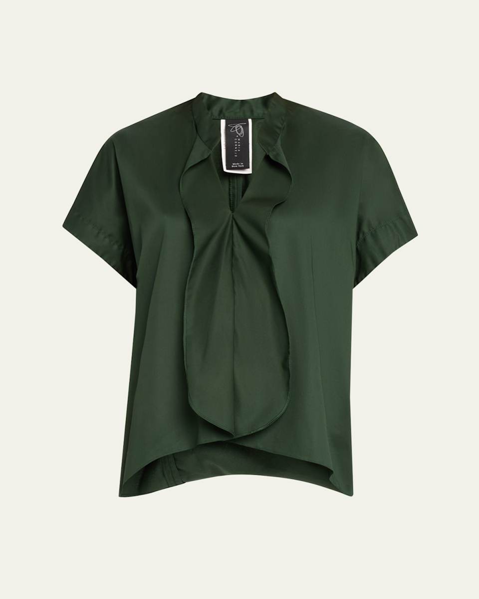 Draped Ruffle Fin Gaban Shirt