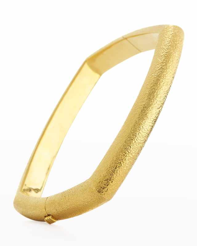 18k Rectangle Hammered Bangle
