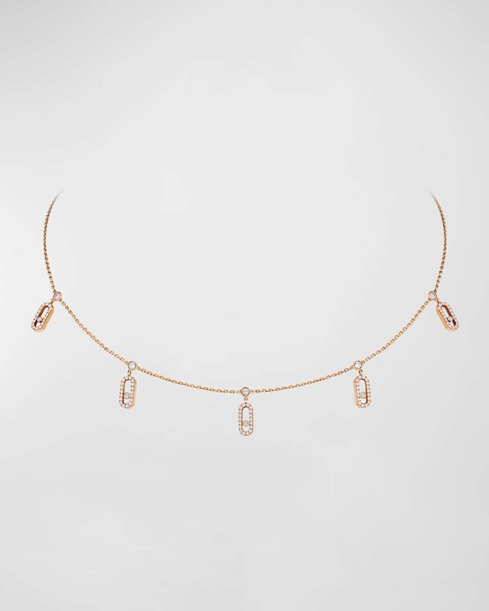 MOVE UNO 18K ROSE GOLD TASSEL PAVE CHOKER NECKLACE