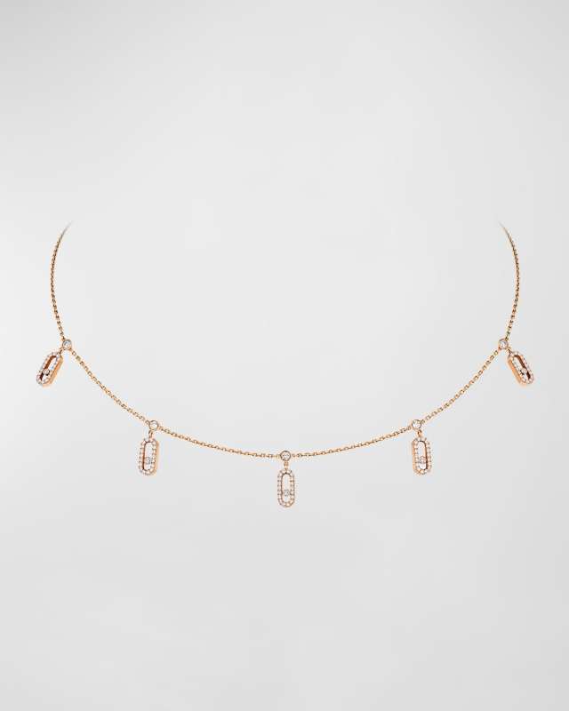 MOVE UNO 18K ROSE GOLD TASSEL PAVE CHOKER NECKLACE