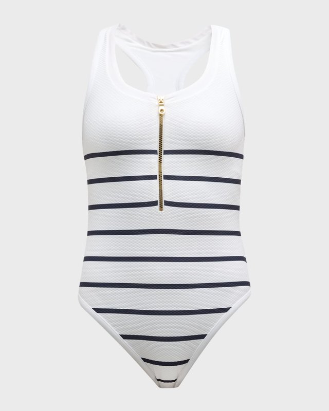 Core Textured Binding Racerback One-Piece Swimsuit
