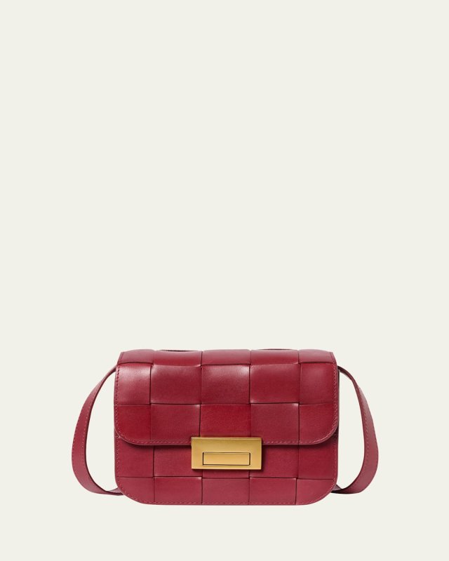 Desi Flap Woven Leather Crossbody Bag