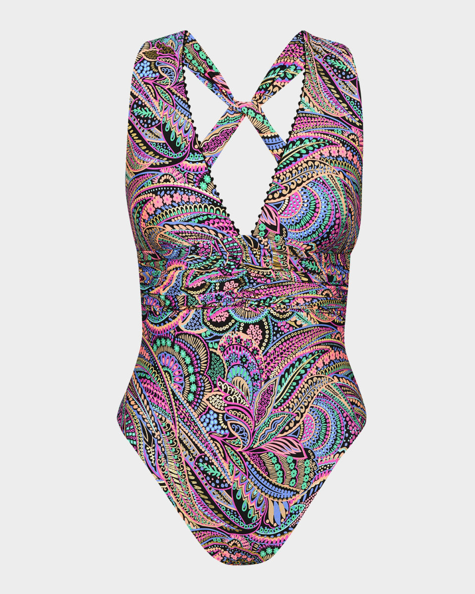Disco V-Plunge Halter One-Piece Swimsuit