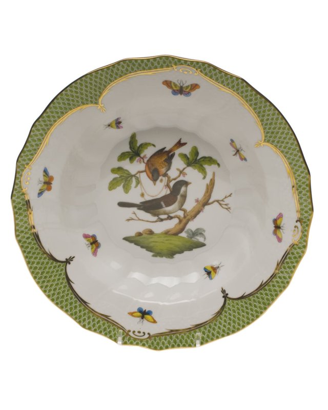 Rothschild Bird Green Motif 04 Rim Soup Bowl