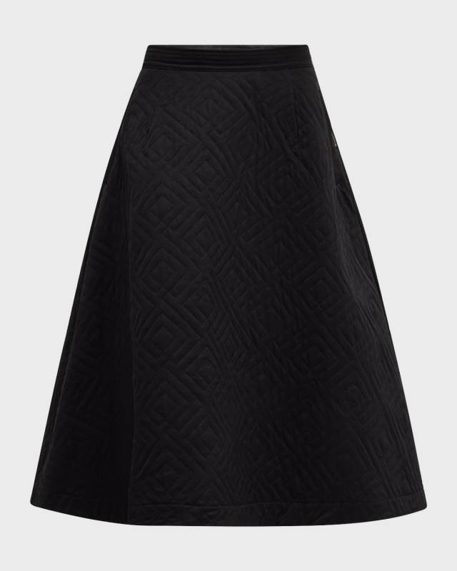 Ami Quilted A-Line Midi Skirt