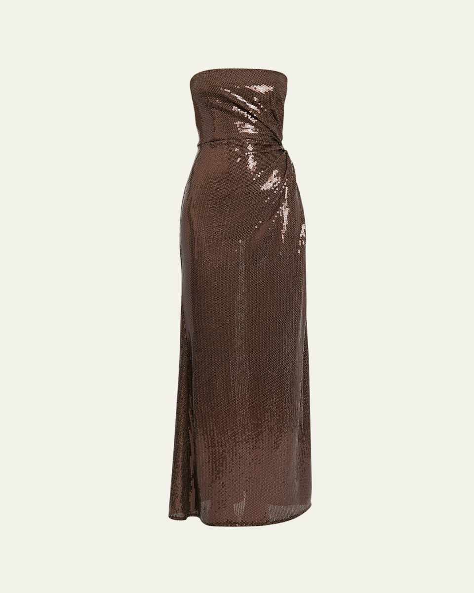 Strapless Sequin Twist Gown