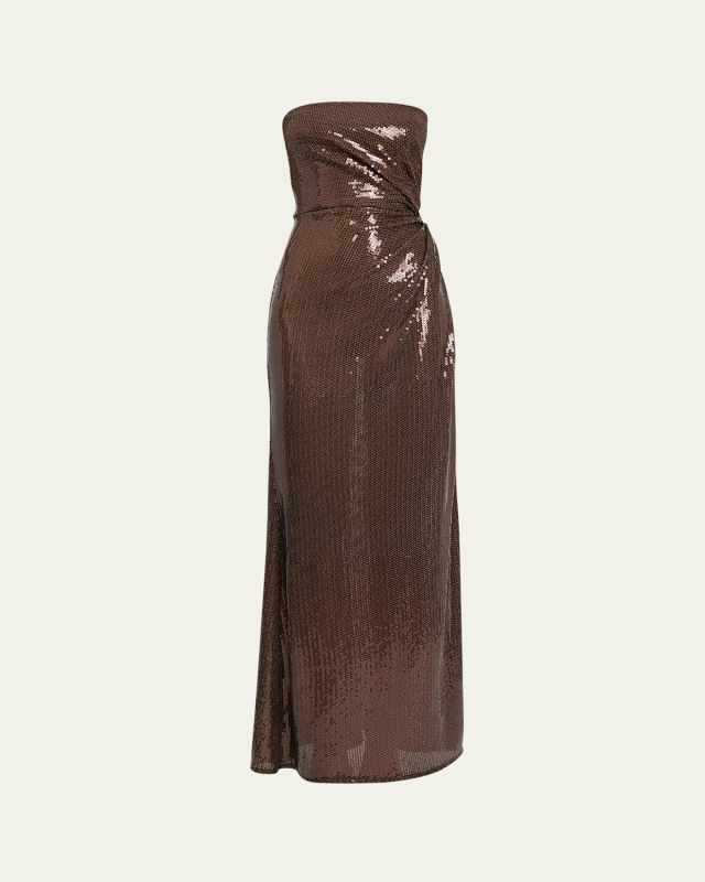 Strapless Sequin Twist Gown