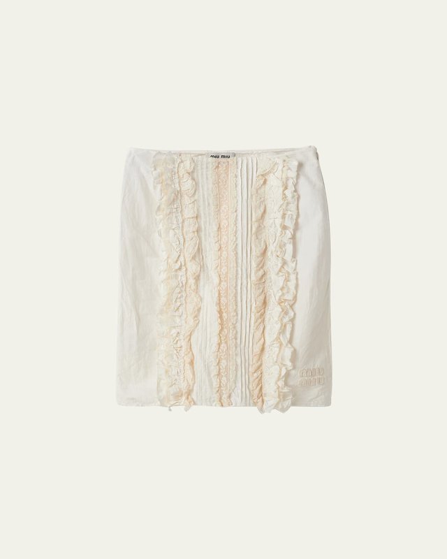 Ruffled Slub Canvas Pencil Skirt