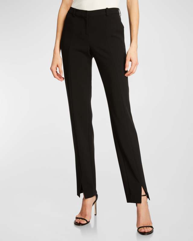 Crepe Marocain Ankle Pants, Caviar