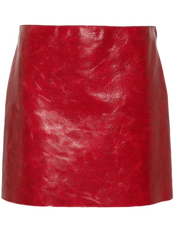 cracked leather mini skirt