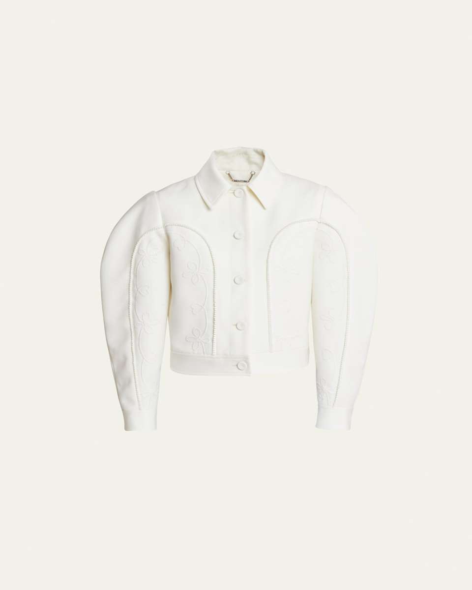 Structured Embroidered Heavy Wool Gabardine Jacket