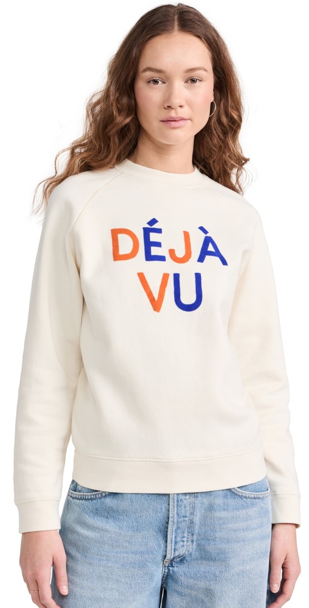 Clare V. Sweatshirt Cream w/ Cobalt & Zucca