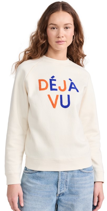 Clare V. Sweatshirt Cream w/ Cobalt & Zucca