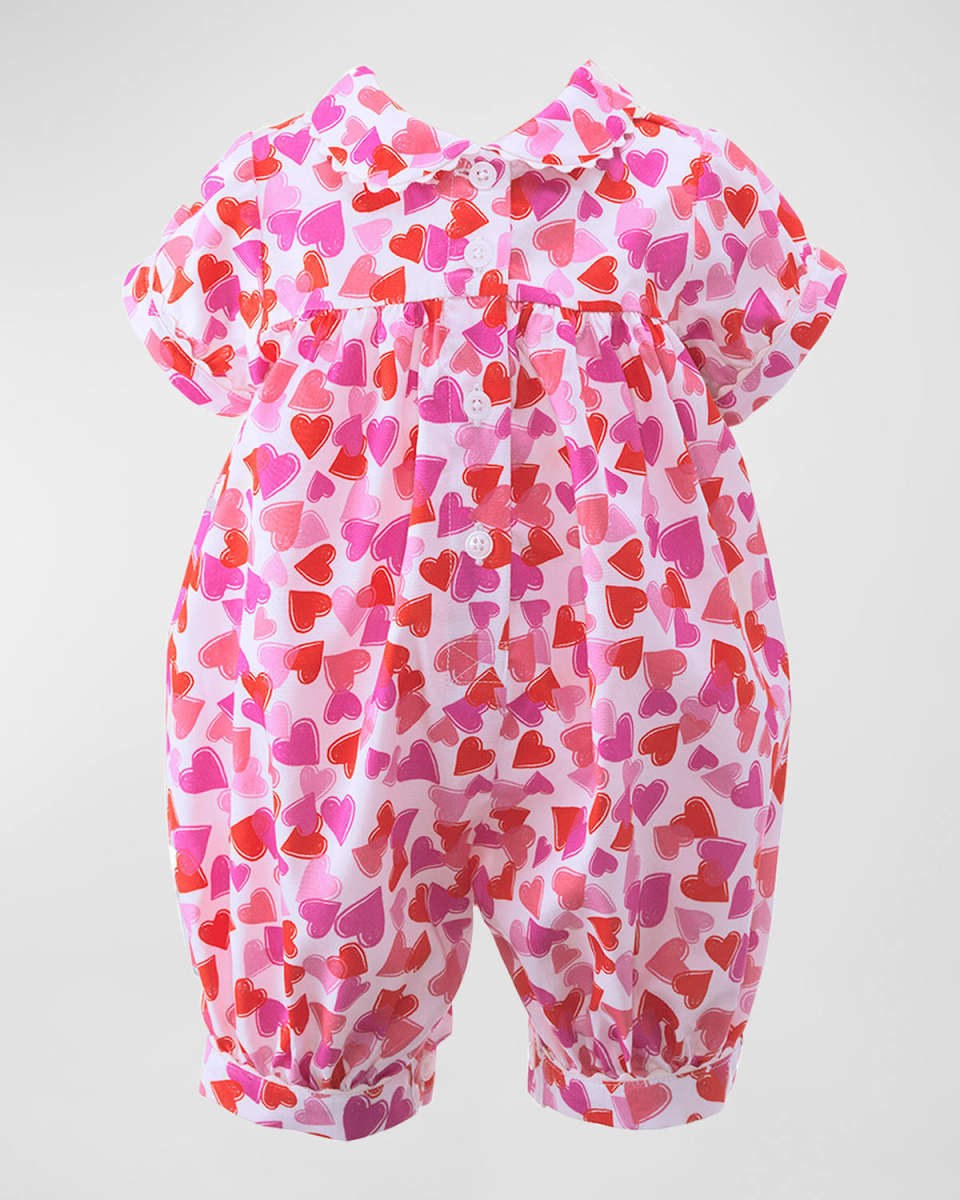 Girl's Confetti Heart Babysuit, Size 3M-18