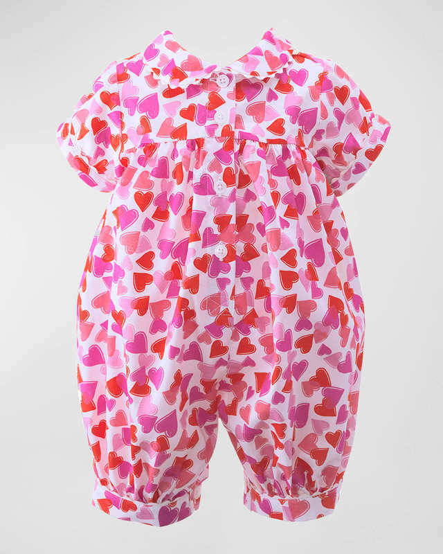 Girl's Confetti Heart Babysuit, Size 3M-18
