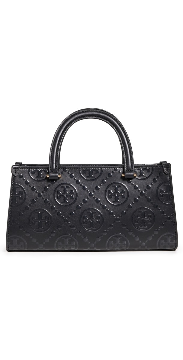 Tory Burch T Monogram Embossed Small Tote Black