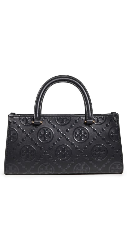 Tory Burch T Monogram Embossed Small Tote Black