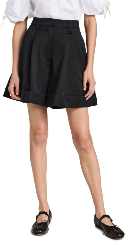 Simone Rocha Sculpted Newsboy Shorts With Cuff Black