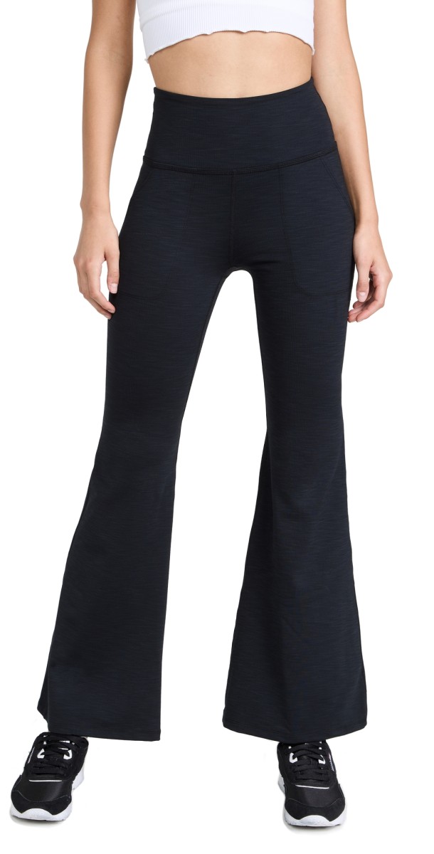 Beyond Yoga Heather Rib All Day Flare Pants Black Heather