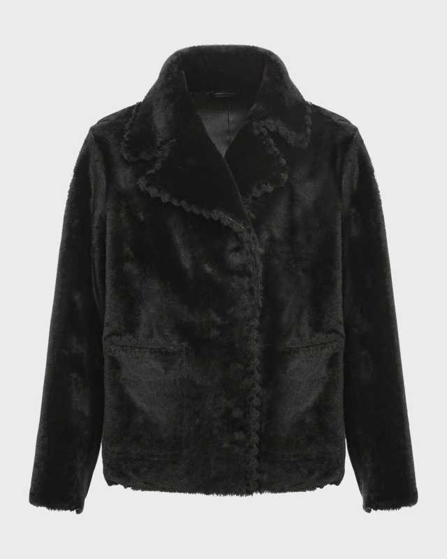 Reversible Lamb Shearling Jacket With Embroidered Tri