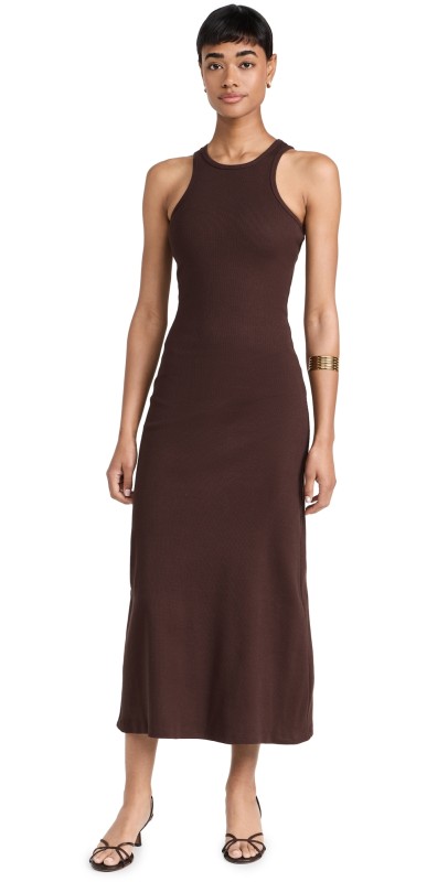 Pixie Market Delilah Cotton Ribbed Tank Dress Brown