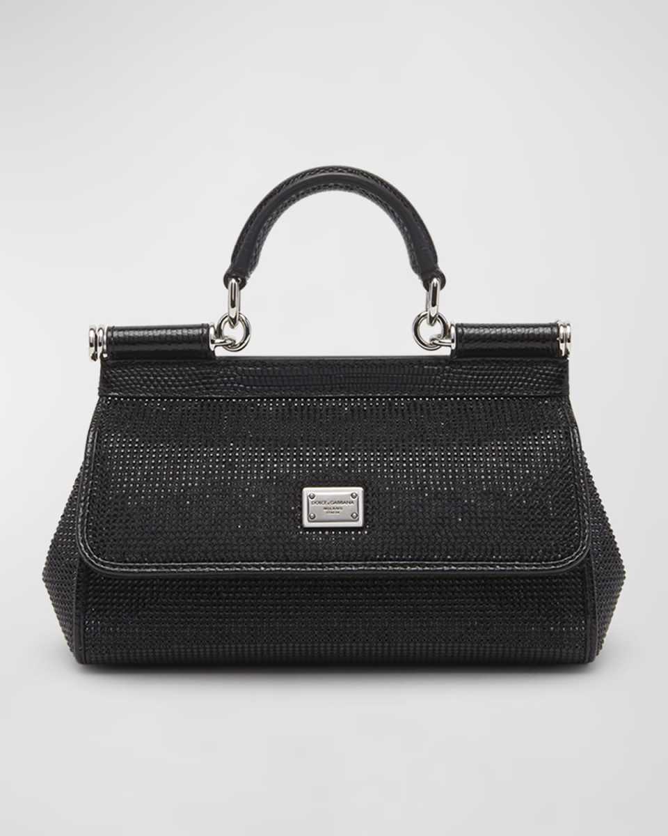 Sicily Crystal Leather Top-Handle Bag